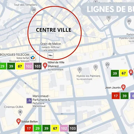 L'authentique - Centre Historique - Terasse Privee 耶尔